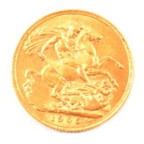 Edward VII gold Sovereign coin,