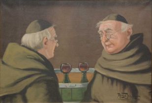 Auge Jessum(?), Two monks,