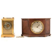 French carriage clock and a mahogany mantel clock,