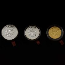 Royal Mint & WWF Conservation gold and silver three coin set, Malaysia 1976,