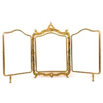 French brass framed triple dressing table mirror,