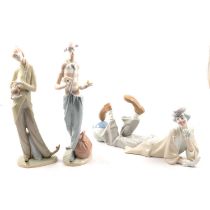 Four large Lladro clown figurines,