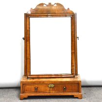 George III walnut dressing table mirror,
