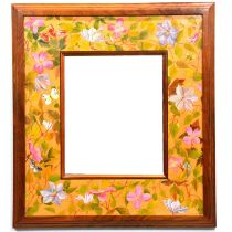 Wall mirror, hand painted floral frame,