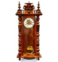 Vienna type wall clock, walnut case,