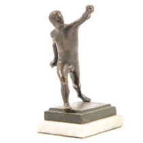 Bronze figure of the Pompeii dancing faun and another bronze of a Greek wrestler,