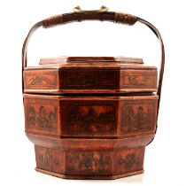 Modern Chinese painted dim sum basket,