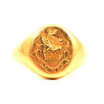 18ct gold seal signet ring,