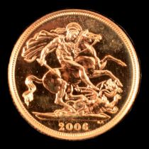 Elizabeth II gold Sovereign coin,