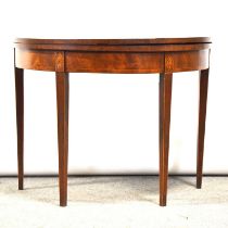 George III mahogany demi lune card table,