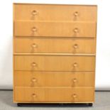 Mid-century modern light oak two-section chest of drawers