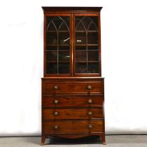 George III mahogany secretaire bookcase,