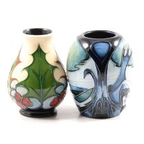 Philip Gibson and Emma Bossons for Moorcroft Pottery - two small vases.