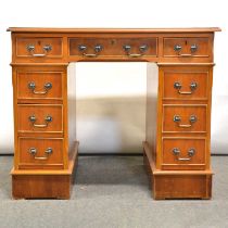 Modern yew twin pedestal desk,