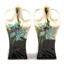 Emma Bossons for Moorcroft Pottery, a pair of 'Sea Holly' design vases