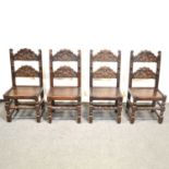 Set of four Yorkshire type oak chairs,