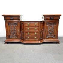 Victorian walnut breakfront sideboard,