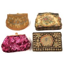 Collection of vintage purses, bags, and accessories