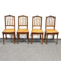 Set of six French oak dining chairs,