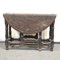 Irish carved bog oak table,