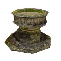 Haddonstone Gothic jardiniere, with a Haddonstone Upper Base,