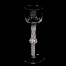 Wine glass, with multiple-spiral opaque twist stem