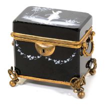 Victorian glass and gilt metal casket,