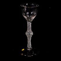 Wine glass, with multi-spiral opaque twist stem