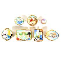 Seven Elliott Hall enamel trinket boxes,