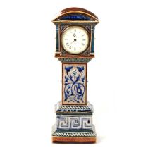 Doulton Lambeth stoneware desktop grandfather clock, circa 1880