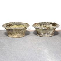 Pair of Haddonstone plaited Basket planters,