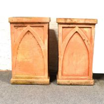 Pair of terracotta chimney pot style planters,