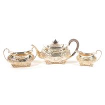 Silver three piece tea set,