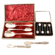 Quantity of silver and silver plated cutlery,