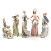 Five Lladro figurines.