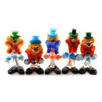 Twelve Murano glass clown figures