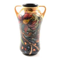 Emma Bossons for Moorcroft Pottery, a twin handled vase in the Hartgring design.