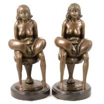 Two contemporary bronzed sculptures,