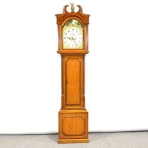 Oak and mahogany banded longcase clock