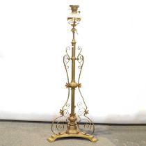 Edwardian brass standard oil lamp,