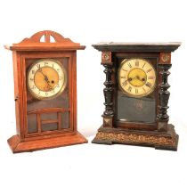 German Vienna type wall clock and two shelf clocks,