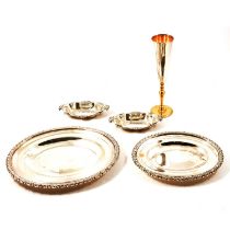 Pair of silver bonbon dishes, silver plated wares,