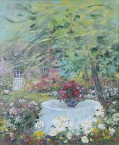 Anne Marie de la Caffiniere, Garden, oil and four other works,