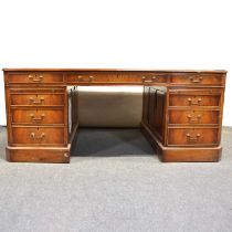 Reproduction mahogany twin pedestal partner's desk,