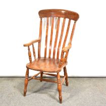 Beech and elm farmhouse elbow chair,