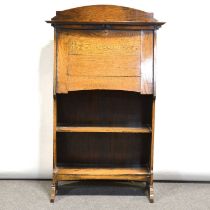 1940's oak slimline bookcase,