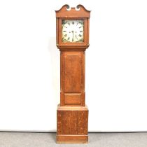 Country made oak longcase clock,