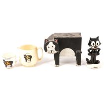 Large collection of cat-related novelty figures, teapots, etc.