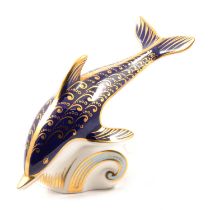 Royal Crown Derby paperweight of a Dolphin
