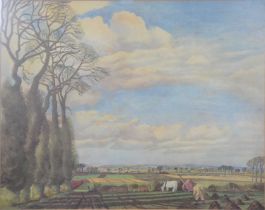 After John Nash, Country landscape, colour print,